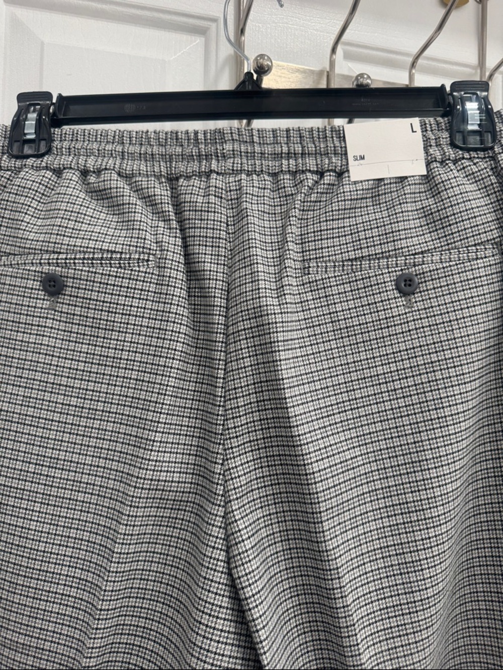 Express Men's Gray Checked Drawstring Pants - Picture 4 of 5